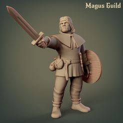 Farmer_Mg7.2-1.jpg STL-Datei Bewaffneter Landwirt (Schwert, Schild) - MG7.2・3D-druckbares Modell zum Herunterladen