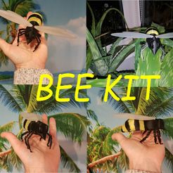 Bee_kit.jpg Бесплатный 3D файл Набор пчел 1 и 2 со складными крыльями・Шаблон для 3D-печати для загрузки