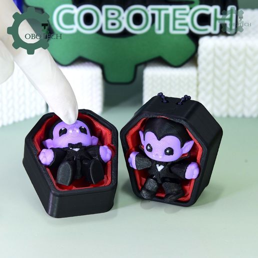 Cobotech Spooky Vampire Coffin Flexi Clicker Keychain - Cute Backpack Keychain