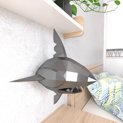 11.png STL file Sharpedo Wall Lowpoly・3D printing template to download, RandomThings
