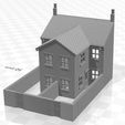 Terrace LRR 2f-W-01.jpg N Gauge Low Relief Rear Terraced House With Two Storey Extension and walls