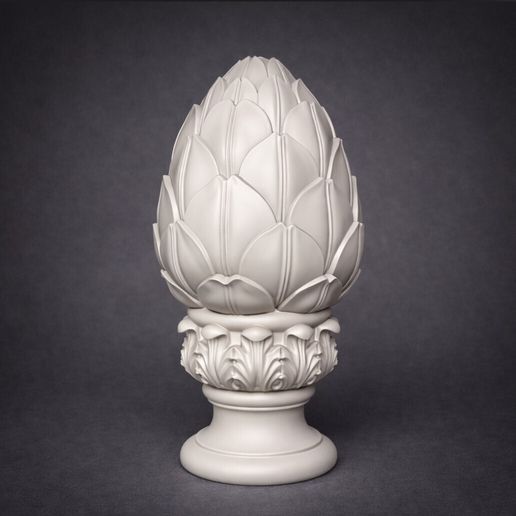 🔝 Architectural Artichoke Finial STL for Decorative Top Ornament