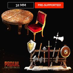 720X720-props-2.jpg Archivo 3D Mesa + silla y armero (Dungeons and Dragons | Hero Quest)・Objeto imprimible en 3D para descargar