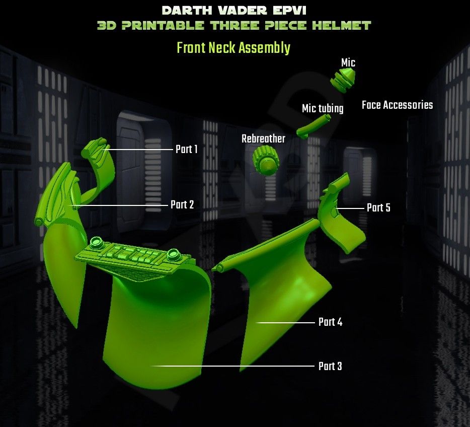 neck__Assembly.jpg STL file Darth Vader - 3D Printable Reveal Helmet・3D printer design to download, Geoffro