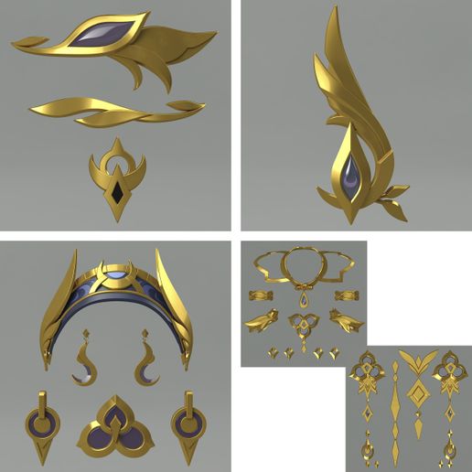 Genshin Impact Three Moon Goddesses Jewelry and Accessories. Video game, props, cosplay