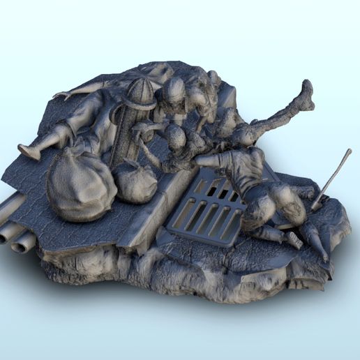 Group of zombies in town - Darkness Chaos Medieval Age of Sigmar Fantasy Warhammer 3D model