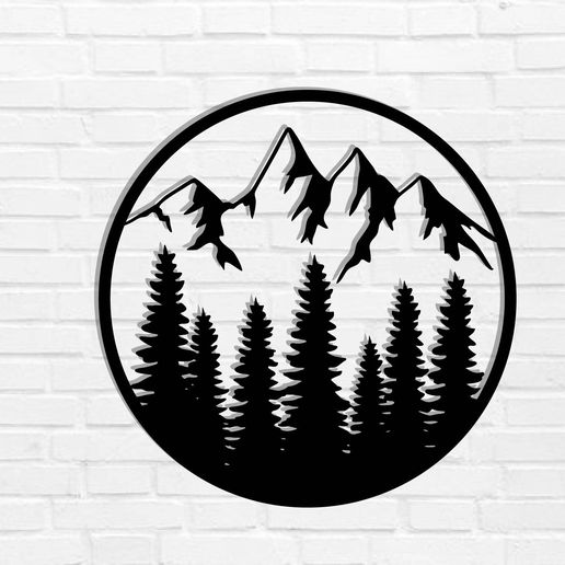 Mountain Metal Wall Art, Laser Cut Files 3D model