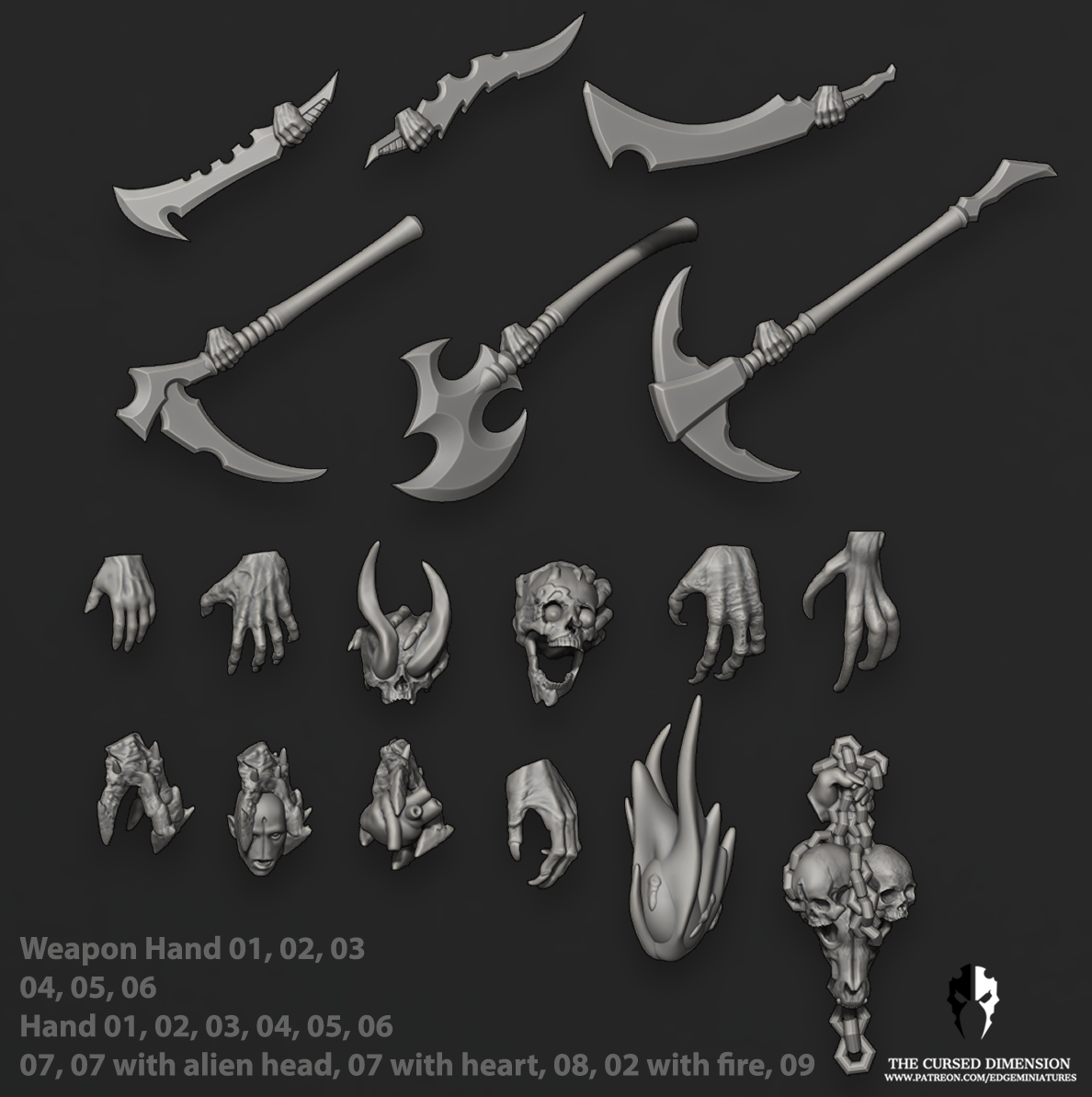 Breakdown_Hands.png Fichier STL Guerriers de la guerre maudite - 01 - Elfes maudits・Plan imprimable en 3D à télécharger, edgeminiatures