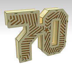 70_modelo-3d_Tapa-Estrella_render-01.jpeg 3D file 3D Number 70 Gift Box Design For Laser Cut & CNC Router・3D printing model to download, aviomac