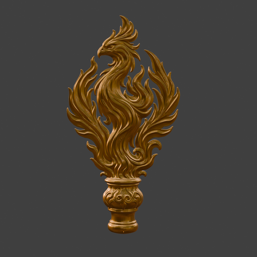 Burning Phoenix Staff Topper