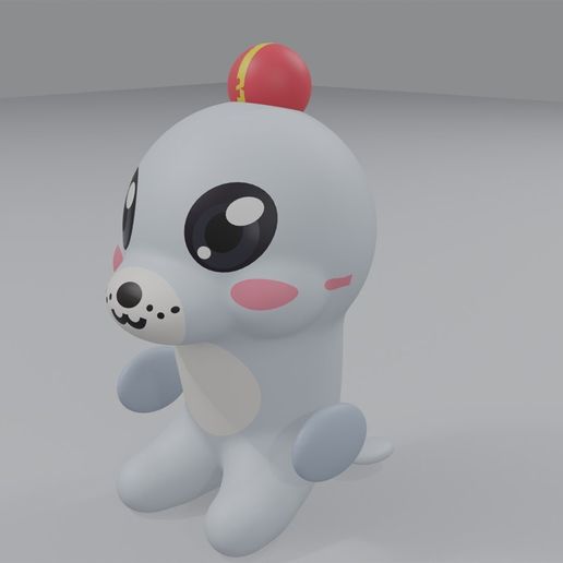 Chibi Seal - Cute 3D Printable Figurine - STL + Multicolour 3MF