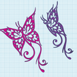 2-butterflies.png Butterflies silhouette outline, wall art decor