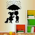 kids.jpg Beautiful Kids Wall Art Decoration With Umbrella and Rain drops