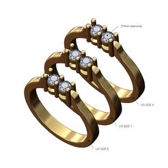 Double-diamond-thin-pinched-shank-ring-size6-7-8-00.jpg STL-Datei Dünne Doppel-Diamant geklemmt Schaft Ring US Größen 6 7 8 3D-Druck Modell・Modell zum Herunterladen und 3D-Drucken, RachidSW