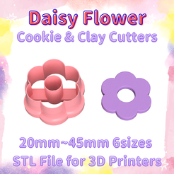 2.png DAISY FLOWER ＊ S set ＊ SET OF 6 SIZES ＊ 20MM~45MM ＊ POLYMER CLAY CUTTERS＊COOKIE CUTTERS＊SUGAR CRAFT