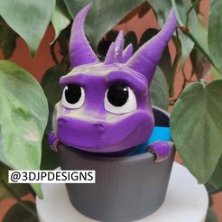 IMG20230605174310.jpg Spyro The Dragon Sitting / in a Bucket - Planter/FlowerPot/Pencil Holder / Desk Organizer