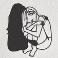 Imagen1-MUJER-TRISTE.png SAD GIRL EMBRACED BY SHADOW WALL ART 2D WALL ART DECORATION