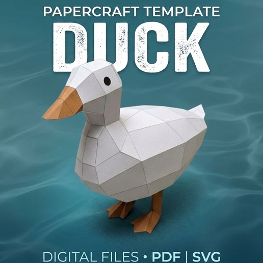 Duck Paper Craft, Papercraft Template, Low Poly 3d