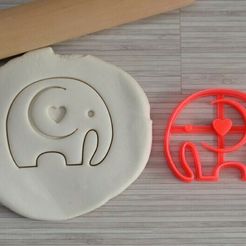 elephant-with-heart-cookie-cutter.jpg STL file Elephant cake cookie cutter cookie cutter fondant cookie elephant cake 8cm・Model to download and 3D print, germanc15