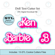 Etsy-Listing-Template-STL.png Doll Text Cookie Cutter Set | STL File