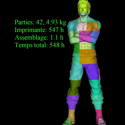 ワンピース 3D 👾 Zoro One Piece XXL Life Size・ 3D File for 3D printing・Cults