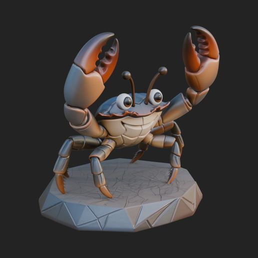 Cute Cartoon Crab Statue Design 3 - 3D Print Model