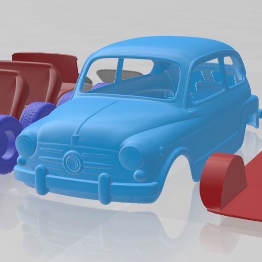 Fiat 600 D 1960 – STL Car Model with Separate Parts