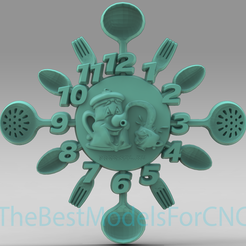 Kitchen-Clock.png Modèle 3D Fichier STL pour CNC Router Laser & 3D Printer Kitchen Clock