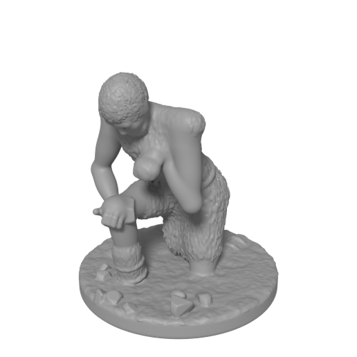Stone Age Flint Knapper Kneeling Miniature Figure