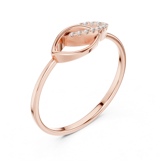 Marquise Leaf Halo Solitaire Ring 3D Model