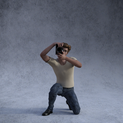 photomankneevertl.png Free 3MF file photographer kneel camera vertical・3D printer design to download