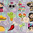 mexicna.jpg Set of 12 Mexican Party Cookies Set (Only Outline)