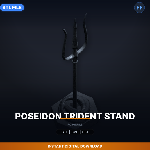Poseidon Trident Stand - 3D Printable STL File