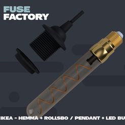 fusefactory_thingiverse_instagram_ikea_hemmarollsbo-01.jpg Free STL file IKEA pendant and LED bulb / HEMMA + ROLLSBO・3D print design to download