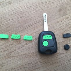 remote1.jpg Free OBJ file Remote buttons, Peugeot 107 fit also toyota aygo and citroen C1・3D printer design to download, berrevoetsmarco