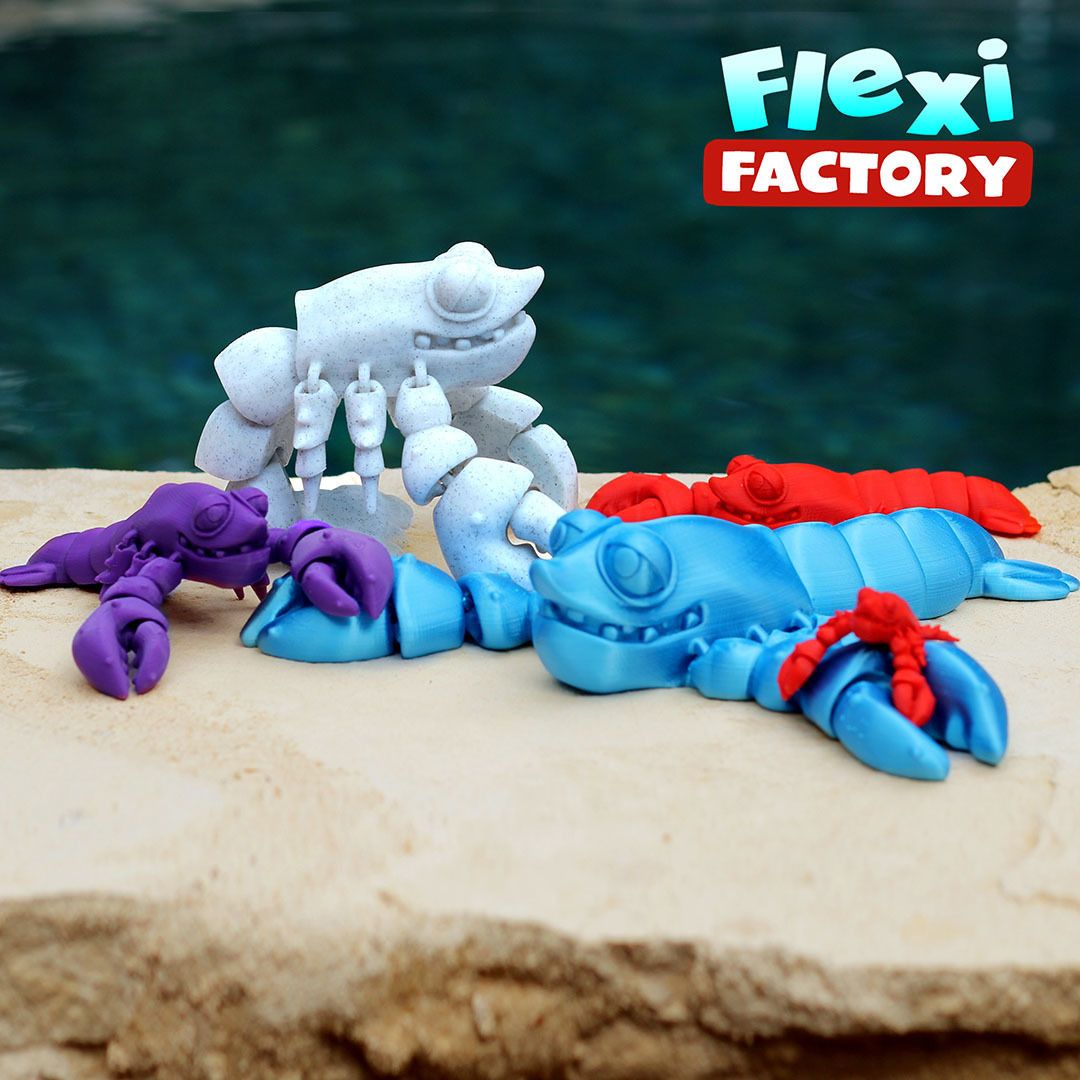 Lobster_C.jpg Download STL file Cute Flexi Print-in-Place Lobster • 3D print object, FlexiFactory
