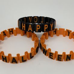 Image0000a.JPG Free STL file Happy Halloween "Somewhat Stretchy" Bracelet・3D printing model to download
