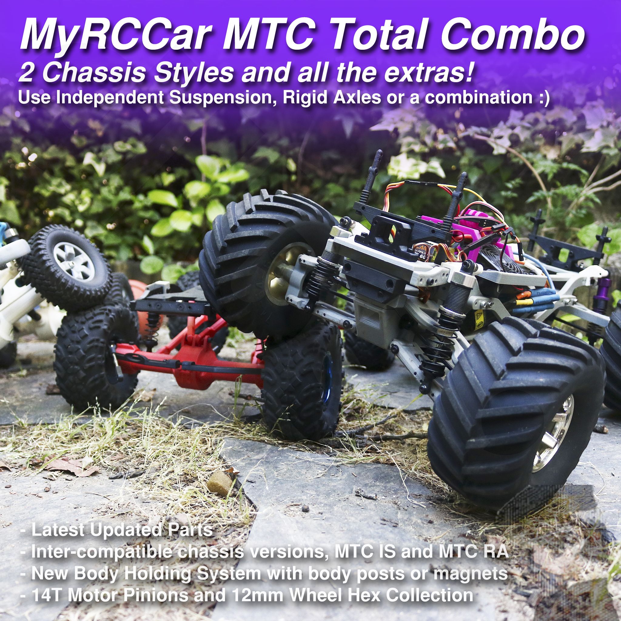 MyRCCar MTC Total Combo 2 Chassis Styles and all the extras! Use Independent Suspension, Rigid Axles or,a’combination «) P a 3D file MyRCCar MTC Total Combo, Two 1/10 RC Off-Road Chassis Styles and may extras!・3D printable design to download, dlb5