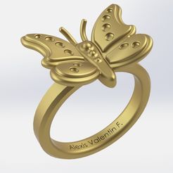 bague_papillon.JPG STL file butterfly ring T51・Model to download and 3D print