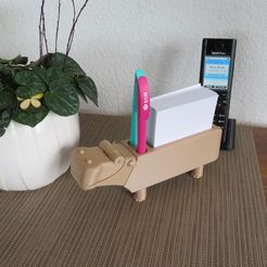 hippo_2fmem01a.jpg Fichier STL HIPPO MEMO-BOX, deux stylos et porte-fiches・Modèle à télécharger et à imprimer en 3D