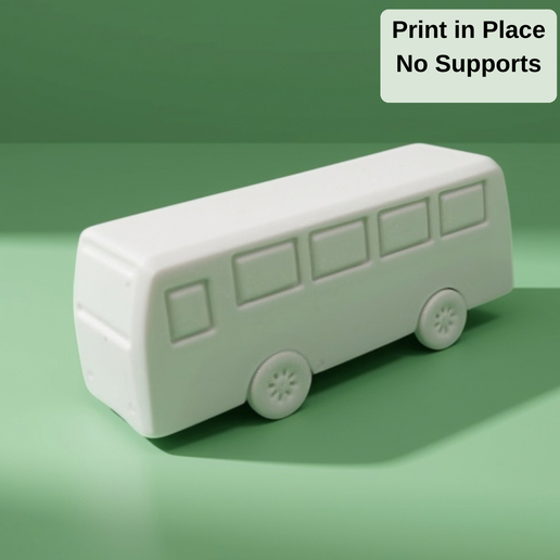Print-in-Place City Bus - Rolling Wheels 3D model