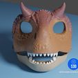 Carnitaurus-Render1.jpg STL file Carnotaurus Dino wearable mask with movable jaw・Model to download and 3D print