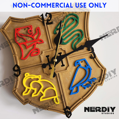 HogwartsClockNonCom-2.png STL file Hogwarts Logo Wall Clock・3D print design to download