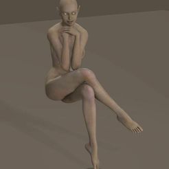 Elfje_7.jpg Free 3D file Figurine of a fairy sitting.・3D printing design to download