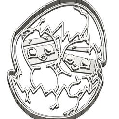 Oeuf-avec-2-poussins.jpg Fichier STL 2 Moules à Biscuit - Emporte-pièces - Cookie cutter- Coupe Biscuit - Pâques - Chocolat - Gâteau - Cloches - Lapin - Poussin - Oeuf・Design pour impression 3D à télécharger