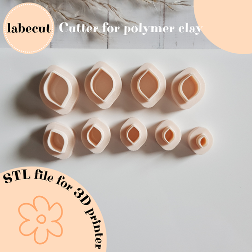 Mini wide leaf polymer clay cutter