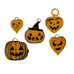 pumpkin-keychain-bundle-set.png Archivo STL Set de llaveros calabaza・Objeto de impresión 3D para descargar