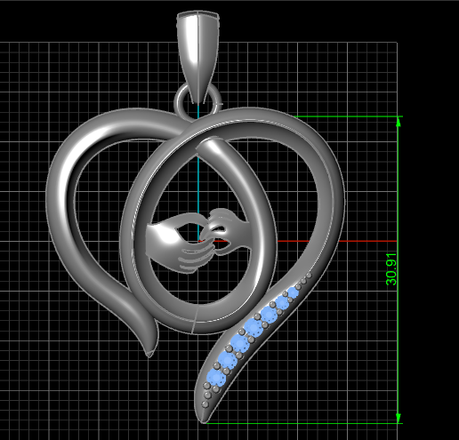 b.png Einfache Mode große Hand kleine Hand Halskette herzförmige Anhänger Halskette Muttertag Geschenk