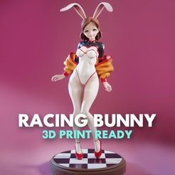 RacingBunny.0000-thumbnail_Square.jpg Anime Racing Bunny Girl - 3D Print Ready