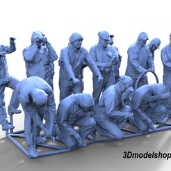 Besatzung-1-1.jpg Archivo STL Tripulación para barco de trabajo tipo A 1:25 15 figuras・Objeto imprimible en 3D para descargar